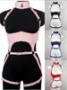Sexy Bondage Lingerie Outfit Leather with Bodystockings  Adjustable Garter Full Body Harness Gothic Sex Product Erotic Set