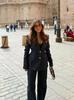 2025 Chic European & American Cross-Border Denim Suit: Elegant Lapel Waist-Cinching Slimming Three-Piece Set