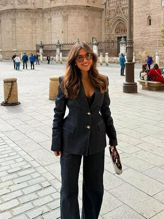 2025 Chic European & American Cross-Border Denim Suit: Elegant Lapel Waist-Cinching Slimming Three-Piece Set