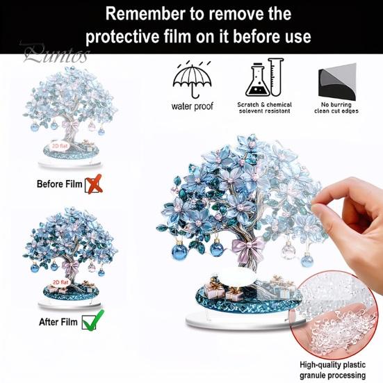 Acrylic Holiday Ornaments for Home Decor 2D Christmas Tree Figurine, Dreamy Floral Candy House Tabletop Showcase Ornaments, Centerpiece Office