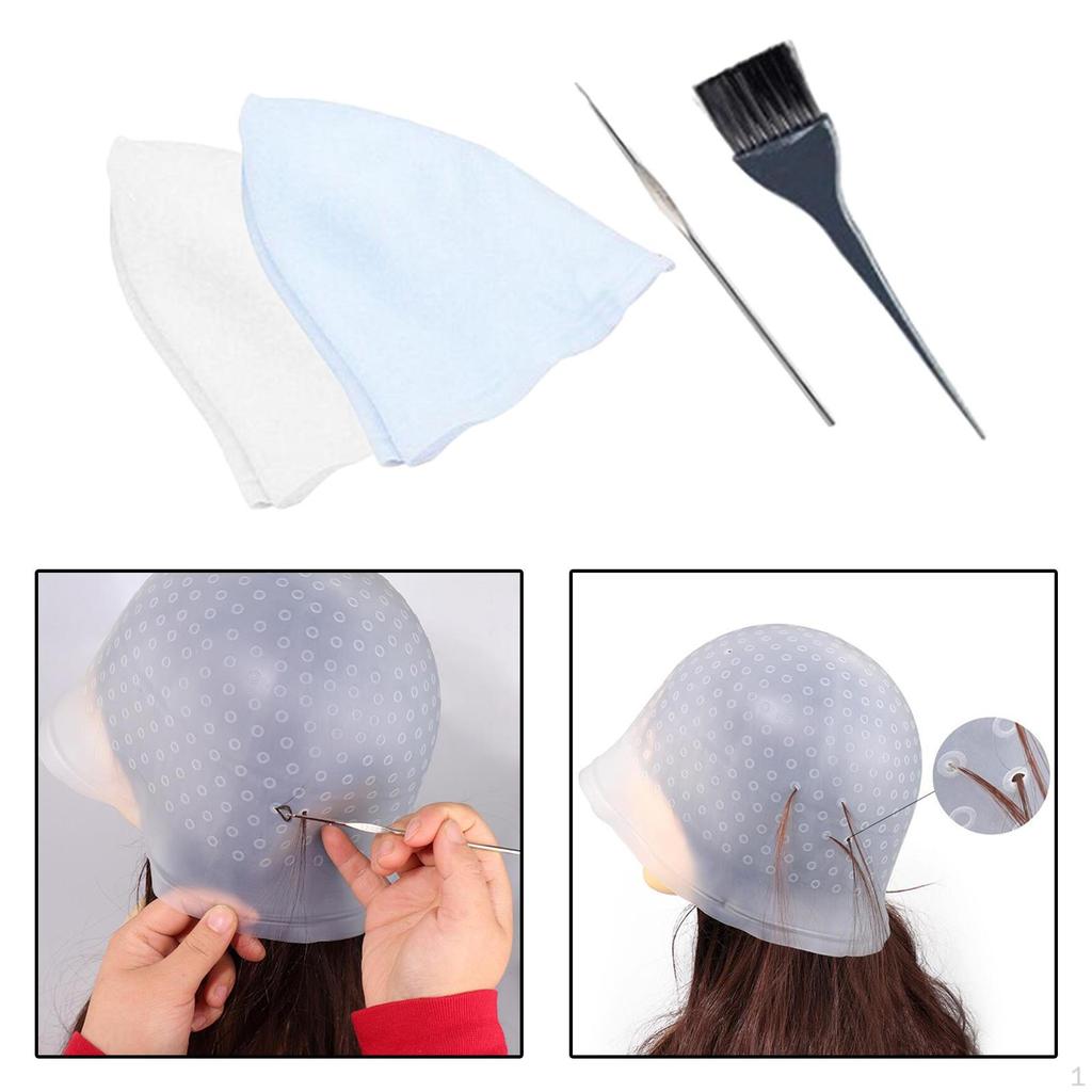 2x Silicon Highlighting Cap Frosting Tipping Hat with Hook, Professional Tools