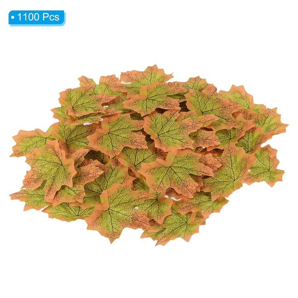 Artificial Leaves, 400/1100 Pcs Fall Maple Autumn Fake Leaf for Wedding Party Thanksgiving Halloween Decoration, Gold