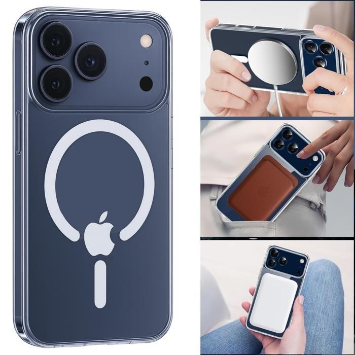 Coque pour iPhone 17 PRO MAX - PHONILLICO - Silicone Transparent - Souple - Magnétique - Classique