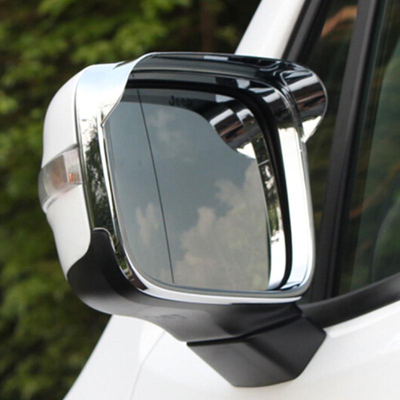 Car Body Rear View ABS Chrome Glass Mirror Rain Eyebrow Shield Sun Visor Shade For Jeep Renegade 2016 2017 2018
