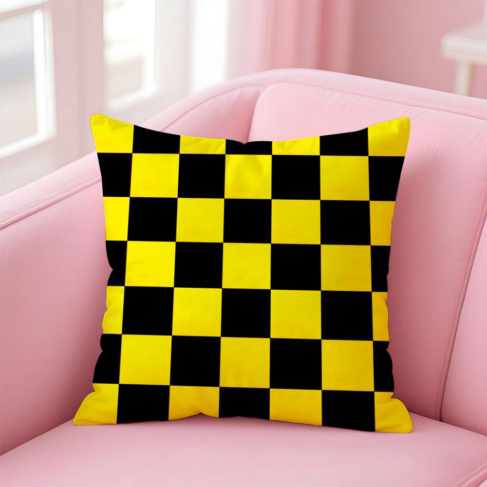 Classic Checkered Square Cushion Cover Linen Pillowcase Cover Soft Decor for Sofa Home Room