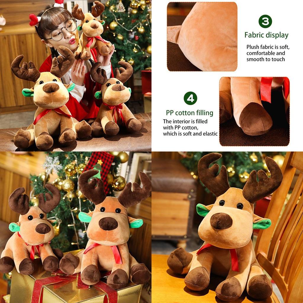 Adorable Christmas Elk Plush Toy Soft And Cuddly Deer Plushie Doll For Festive Decor