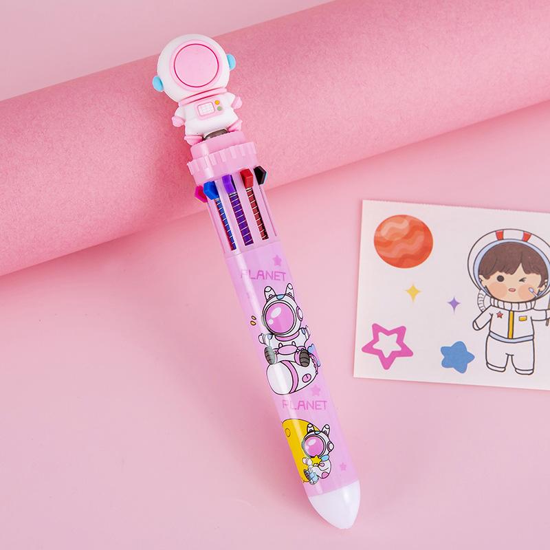 

5Pcs Cute Astronaut Ten-color Pen Colored Ballpoint Pen, Student June 1st End Christmas Prize Gift розовый