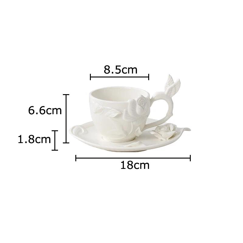 Rose Floral Reliefs Classical Ceramic Cup&saucer Dining Table Coffee Mug Milk Mugs Afternoon Tea Teacup Fruit Juice Container