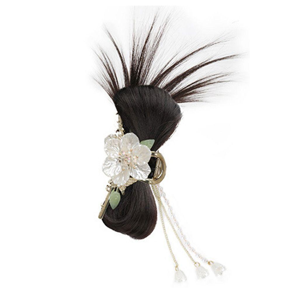 New Chinese Style Chicken Nest Ball Head Wig Hanfu Hairpin Flower Tassel Hairpin Wig  Female