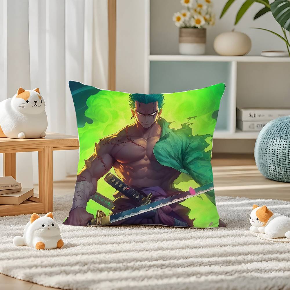 One Piece Straw Hat Pirates Anime Plush Pillow Cover Soft Short Plush Cushion Cover For Sofa Bedroom Home Decor Gift Decoration