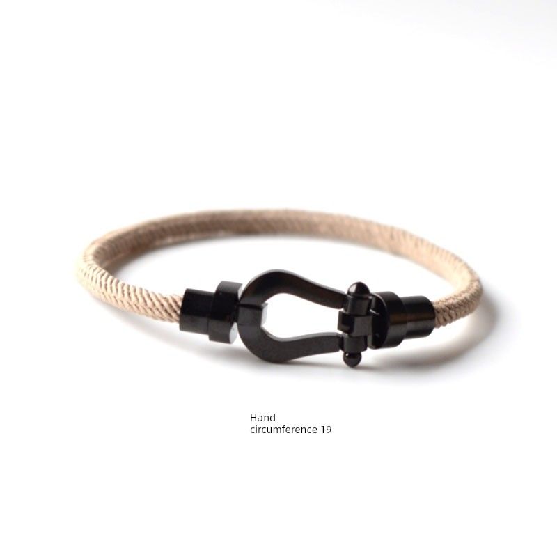 Original European and American Style Mechanical Horseshoe Buckle Hand-Woven Bracelet, Simple and Unique Couple Bracelet, Student Gift