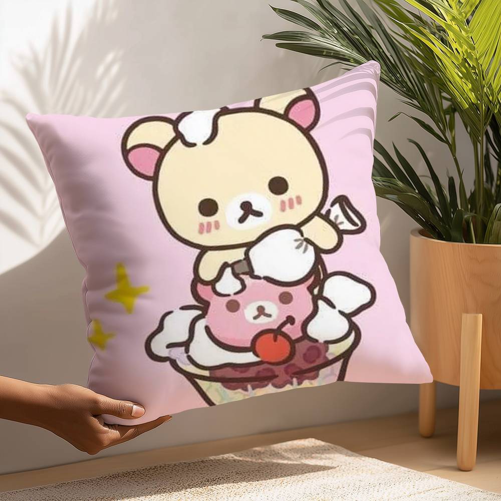 Cute Cartoon Rilakkuma Pillow Case Plush Fabric Soft  Pillowcase Double Sided Print Cushion Cover Household Gifts
