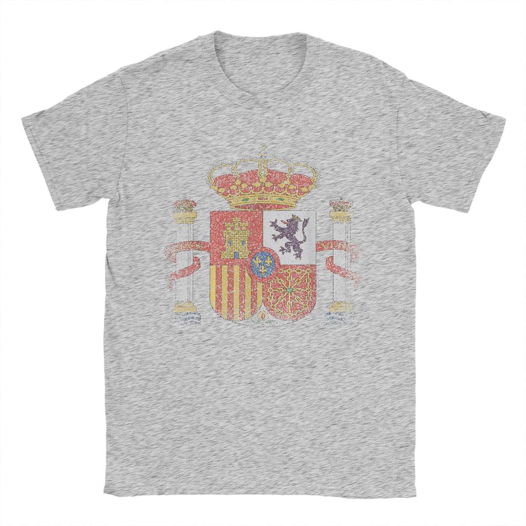 Mens TShirts Spain Coat of Arms Spanish Map Vintage Pure Cotton Tees Short Sleeve T Shirt Round Collar Clothing Gift Idea