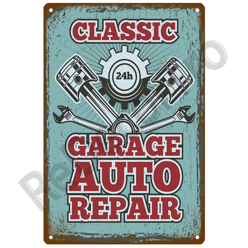 Garage Bil Retro Dekorativt Hus Metallskylt Plåt Affischer På Väggen Plåtskylt Vintage Affisch Dekor Väggkonst Rumsdekoration
