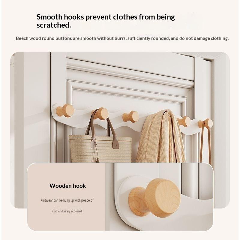 1Pcs Over The Door Coat Hook Rack 5/7 Sturdy Wood Knobs No Drill Installation For Hanging Bags Coats Towels In Entryway Bedroom