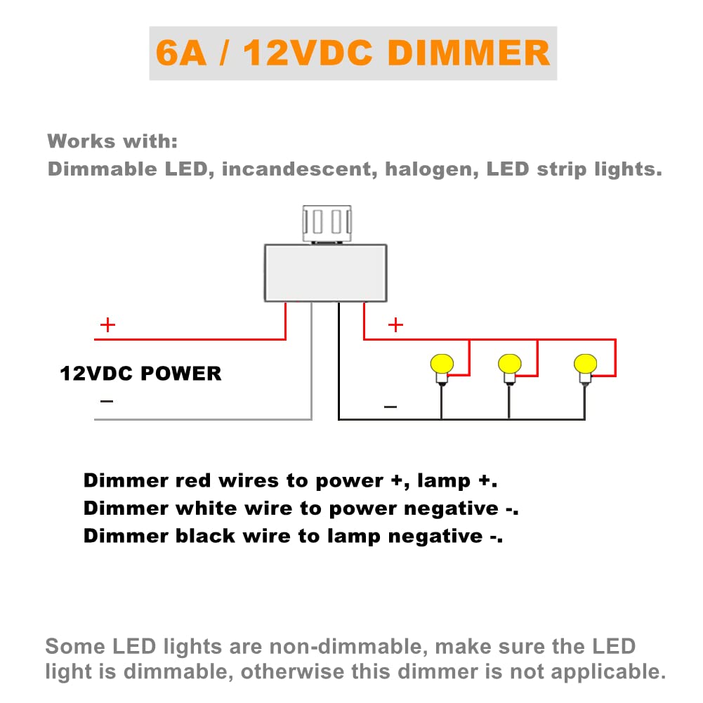 Obeaming 12V Light 12 Volt PWM LED Dimmer Switch with Rotary Knob for Trailer Lighting LED Strip Lights Dimmer, RV, Boat, Truck, Camper, Van,