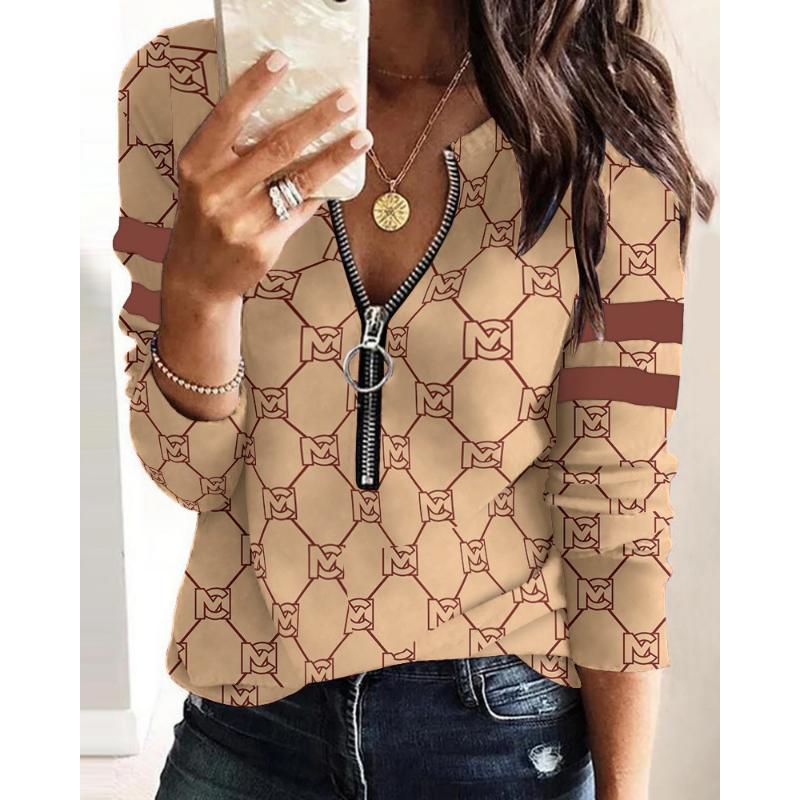 Women s Summer New Casual Long-sleeved Lapel Loose Shirt Retro Geometric Print Elegant Women s Top Street Commuter Women s Top S