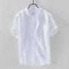 Authentic Chinese Style Men's Short-Sleeve Linen Shirt - Large Size, Quick-Dry, Casual Cotton Blend