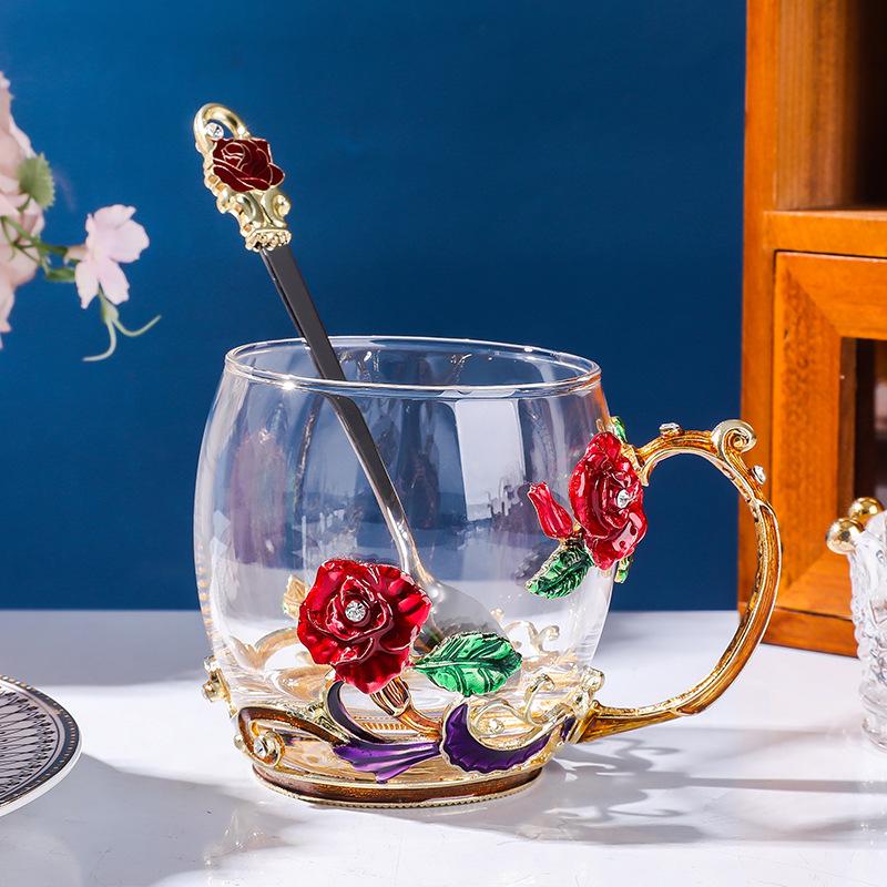 

Unique gift for female mothers, coffee cup gift for women, birthday exclusive blue tea cup gift, glass water cup 301-400ml червоний