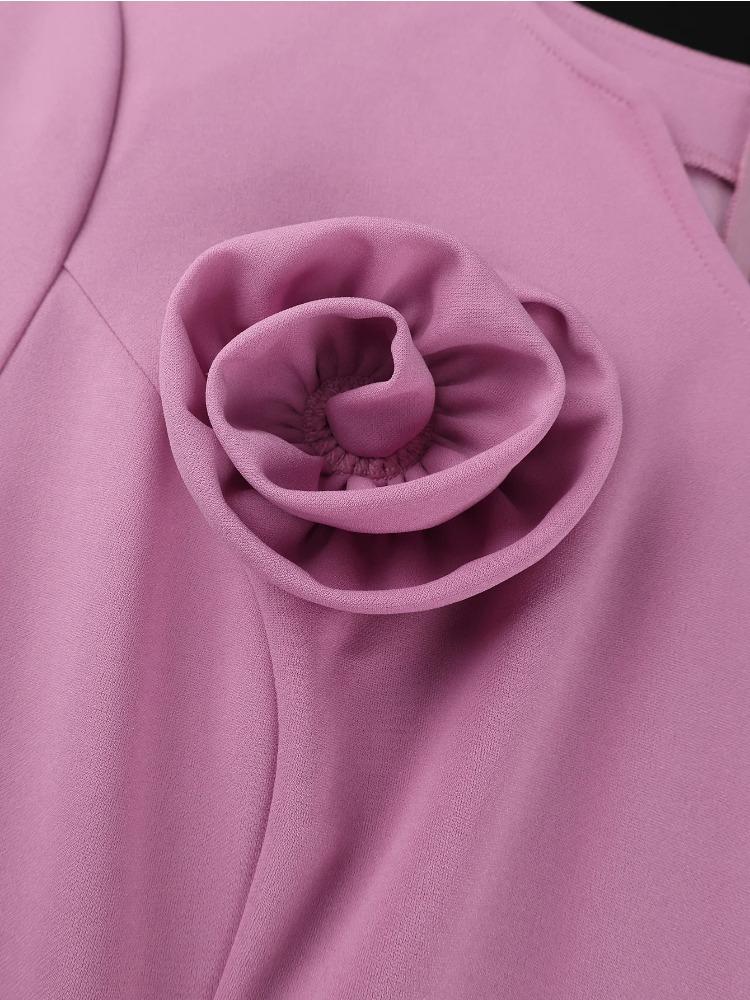 Elegant Women A Line Pleated Midi Dress V Neck Long Sleeve 3D Flower Sashes Patchwork Lace Church Party Autum Occasion Plus Size