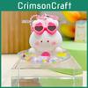 Swimming Circle Animal Cartoon Keychain Rabbit Frog Wearing Design Sunglasses