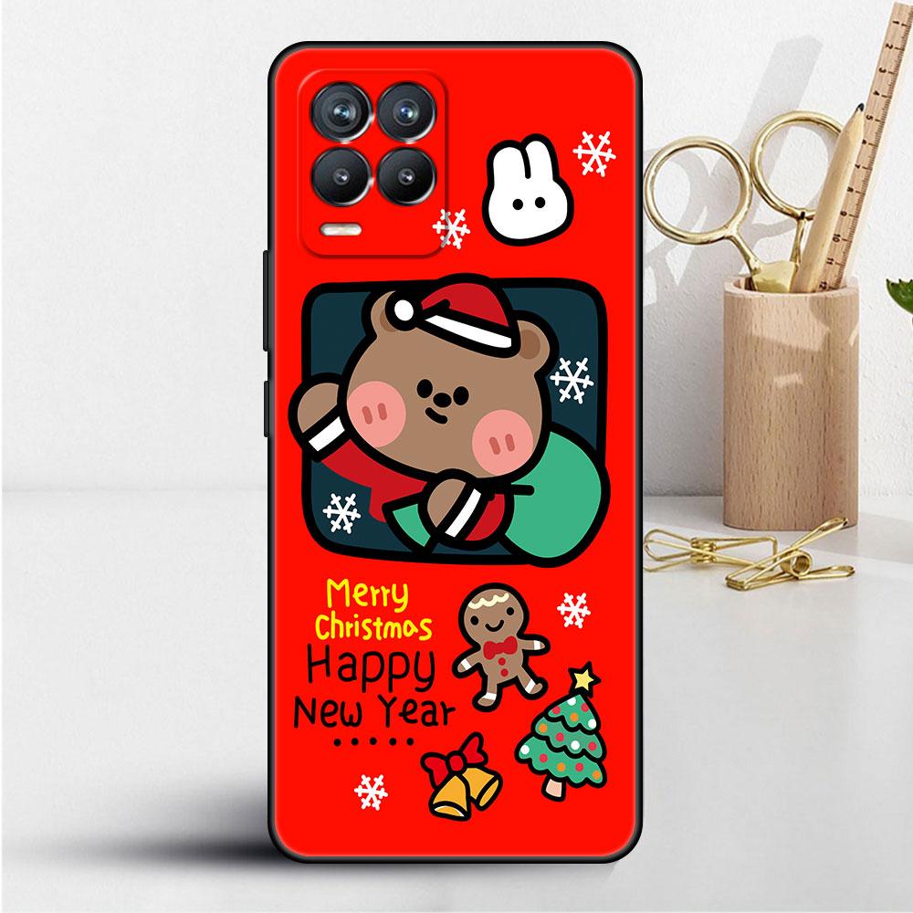 Coque pour Realme 8 C21y GT Neo 2 3 8i C21 7 C11 6 C12 C35 C3 GT 9 Pro C12 Master Funda Housse de Téléphone Bonhomme de Neige Noël Mignon