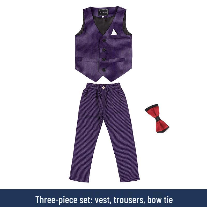 

Дитячий Осінній Формальний Жилетний Набір: Хлопчачий смугастий жилет, костюм-трійка для виступів та особливих випадків. 130cm, 43-50 lbs