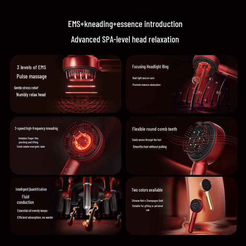 Philips Smart EMS Red Light Scalp Massager Comb