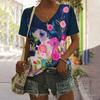 3D Printed Women's Casual V-neck Short Sleeved T-shirt