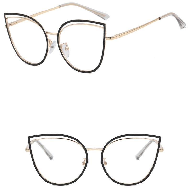 Women's Glasses Anti-Blue Light Fashion Retro Characteristic Artistic Hollow Cat's Eye Plain Glasses Student Commuter Street Shooting Travel Glasses