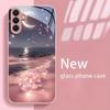 Marble Painted Tempered Glass Phone Case For Samsung Galaxy S26 Ultra S25 Plus S23 S24 Ultra S20 FE S21 FE Cases Hard Back Cover