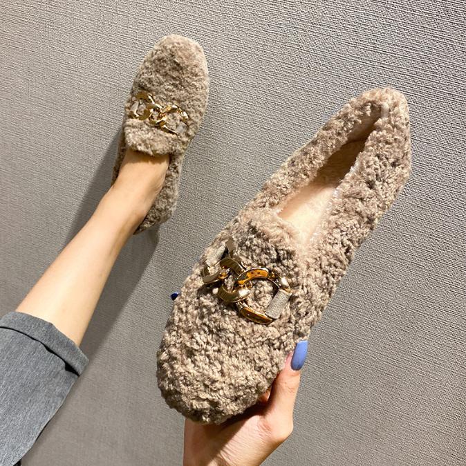 Women Fur Boots Cotton Slippers Women Winter New Style Bag Heel Home Warm Non Slip Plush Cotton Shoes For Women Wearing Outside