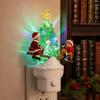 Kleine Wand-Nachtlampe Weihnachten Stecker-LED-Nachtlicht Harz Leuchtender Baum mit Rentier für Kinder für Schlafzimmer für Schlafzimmer