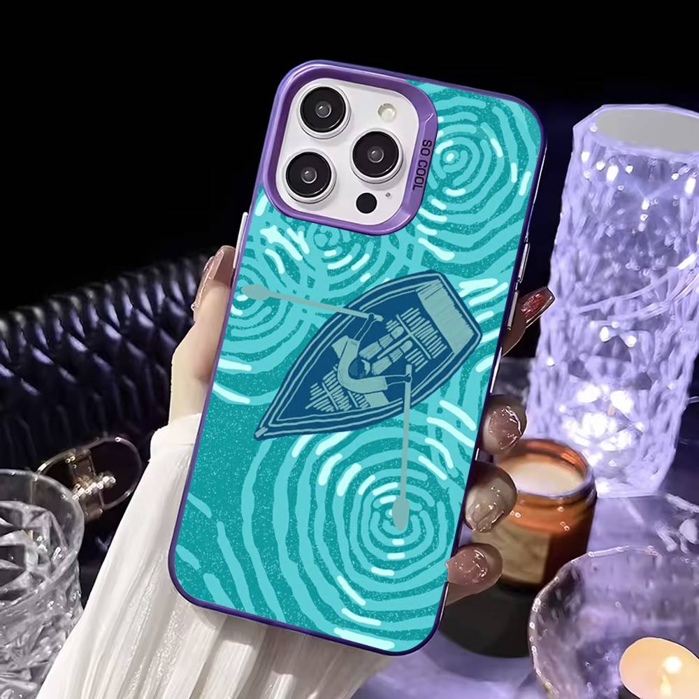 Sailing Boat Phone Case For iPhone17,16,15,14,13,12,11,Mini,Pro,SE,MAX,plus,Purple Matte Silicone Cover iPhone16