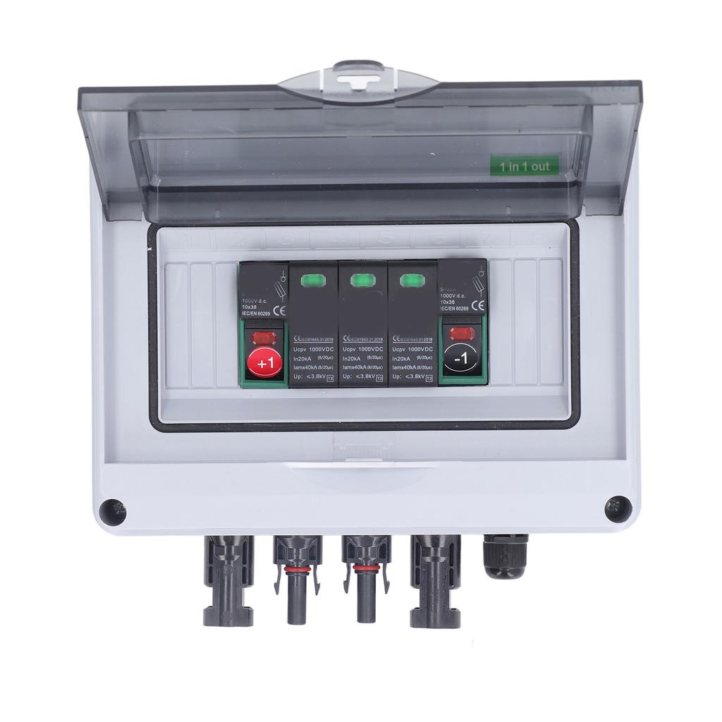 DC1000V Solar Combiner Box 1 In 1 Out IP65 Waterproof PV Distribution Box with 20?40KA Surge