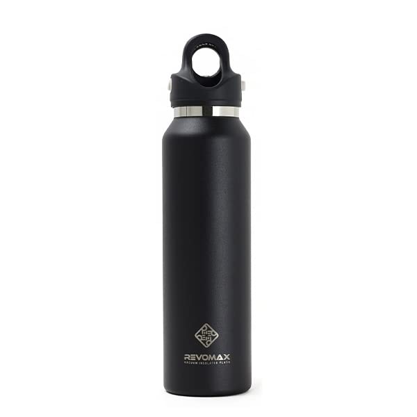 REVOMAX Slim Vacuum Insulated Water 473ml for with Vacuum Keeps Drinks Cold or Hot Bottle, (16oz), Carbonating, Insulation, (Onyx Black) [Used]
