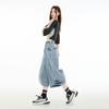 Spring Vintage High Waist Loose Wide Leg Draped Raw Edge Straight Cropped Capri Denim Pants For Women Versatile Slimming AllMatch Casual Bottoms