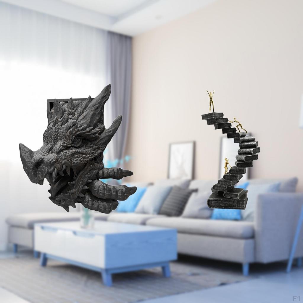 Dragon Bookend Thinker Statues Abstract Figure for Bookshelf Home Decor Decorative Living Room
