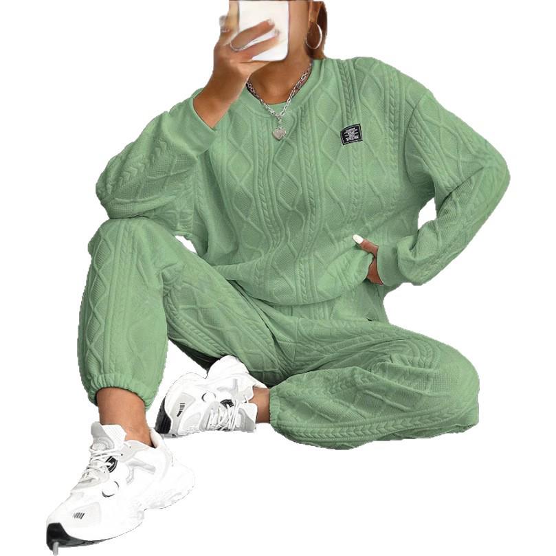 2024 Autumn/Winter Women's Jacquard Long-Sleeve Sweatshirt and Pants Set