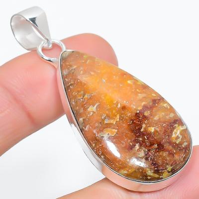 Natural Seame Agate Gemstone Handmade 925 Sterling Silver Pendant 2.29" F8c95