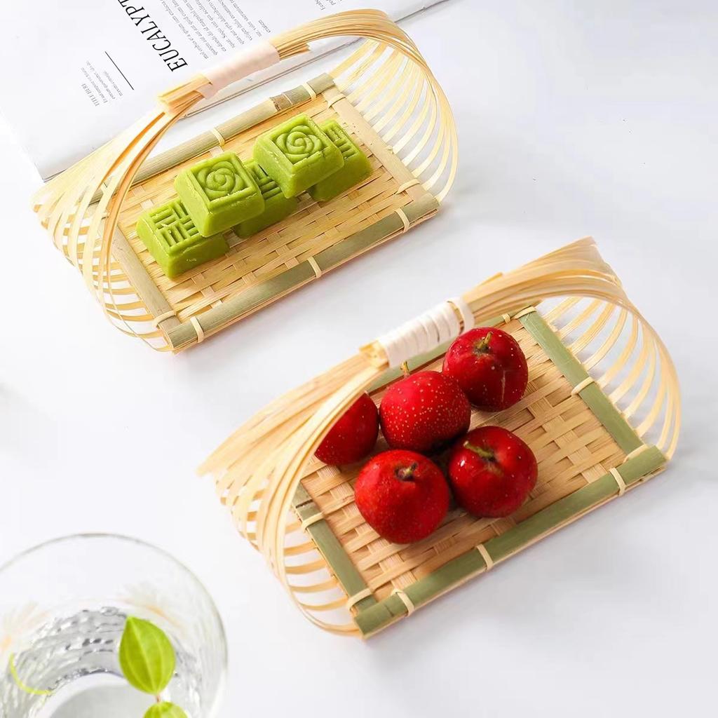 Fruit Basket Engagement Decoration Bamboo Woven Fruit Tray Hand-arranged Multilayer Storage Basket Pastry Creative Bamboo Basket