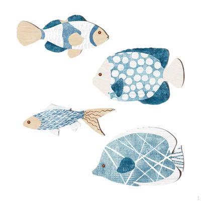 4Pcs Wooden Coastal Decor Set, Hanging Wall Art, Beach Themed Room for Cafe Kitchen,