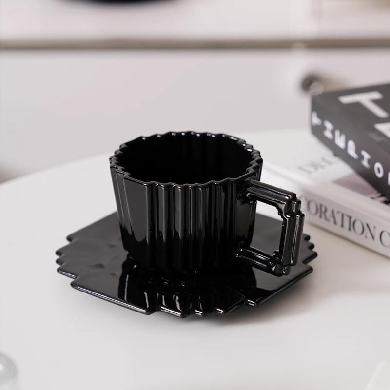 BR225ml Black White Ceramic Coffee Cup Pixelated Ceramic Coffees Cups Extremely Simple Style Home Milk Cup Office Afternoon TeacupEY чёрный