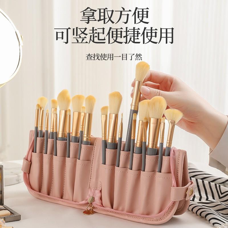 Shell Shaped Makeup Brush Holder Portable Cosmetic Bag Standable Eyebrow Pencil Eyeshadow Pink White Black