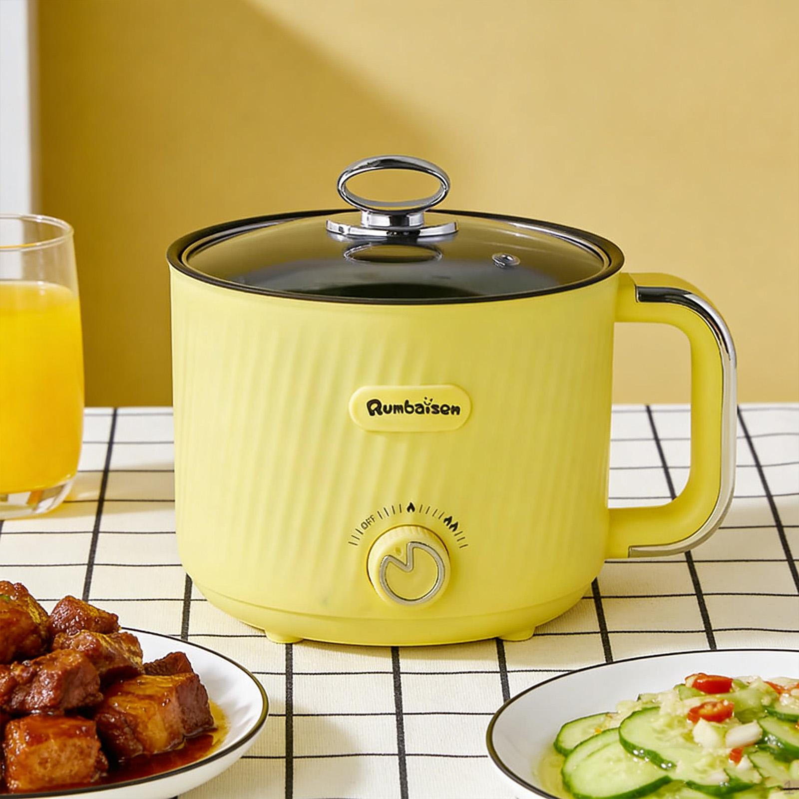 Mini Ramen Cooker Shabu Pot Electric for Home Pasta Boil Water Yellow Single Yellow Single