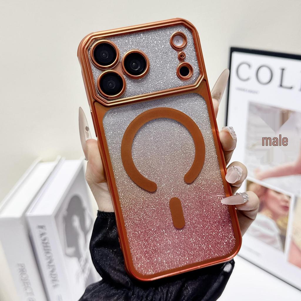 iPhone 16 Pro Max Glitter Gradient Magnetic TPU Case for Large Window Apple 17 Series