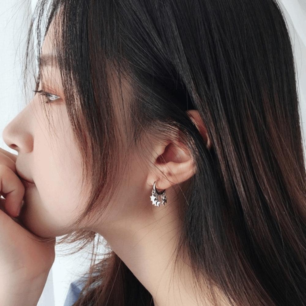 Cool Star Hoop Earrings Temperament Star Earrings Exquisite Pentagram Tassel Earrings  Party