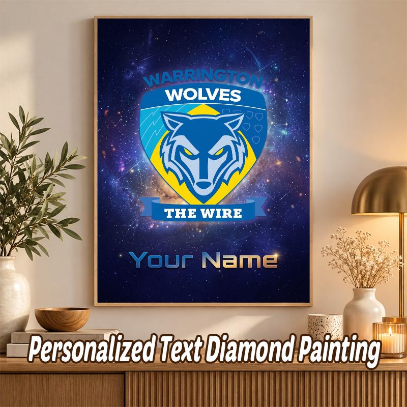Warrington Wolves FC Custom Name Text 5D Diamond Painting Kit DIY Full Drill Diamond Art Decoration