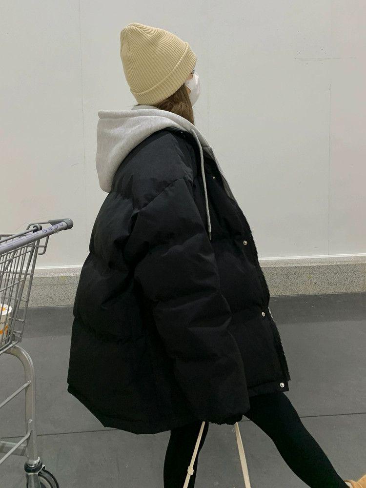 Hong Kong Style Women's Hooded Two-Piece Down Cotton Jacket - Short Winter Coat