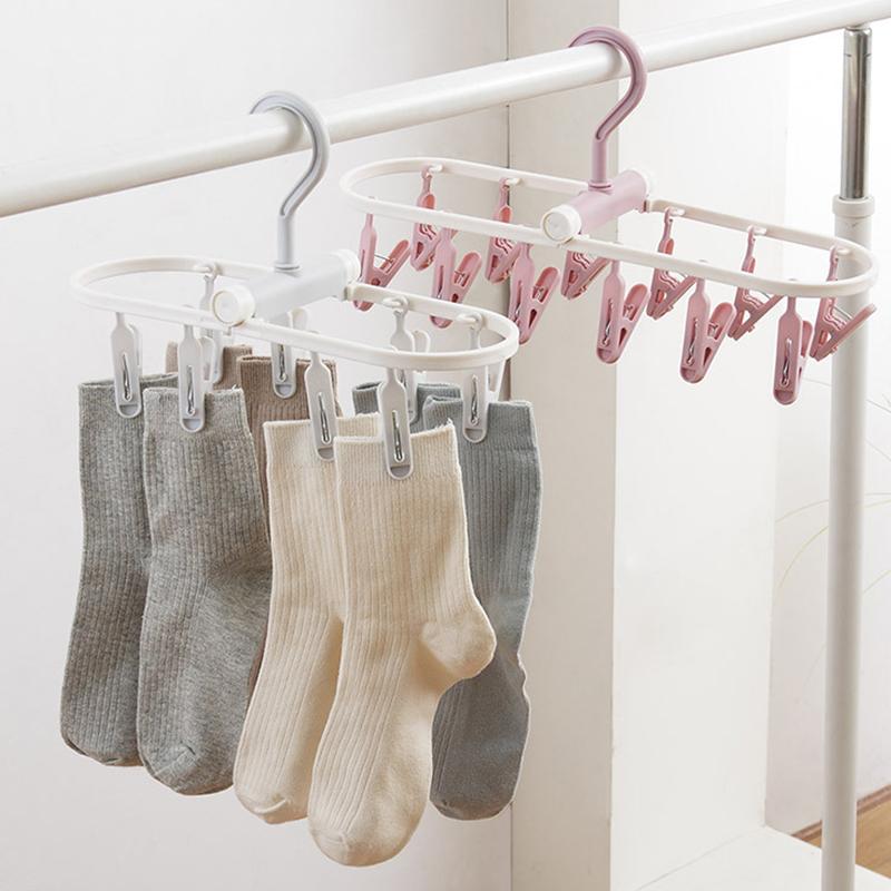 8/32 Sock Clip Multifunctional Sock Drying Clip Cloth Hanger Household Sock Drying Clip 12 Sock Clip Foldable Sock Drying